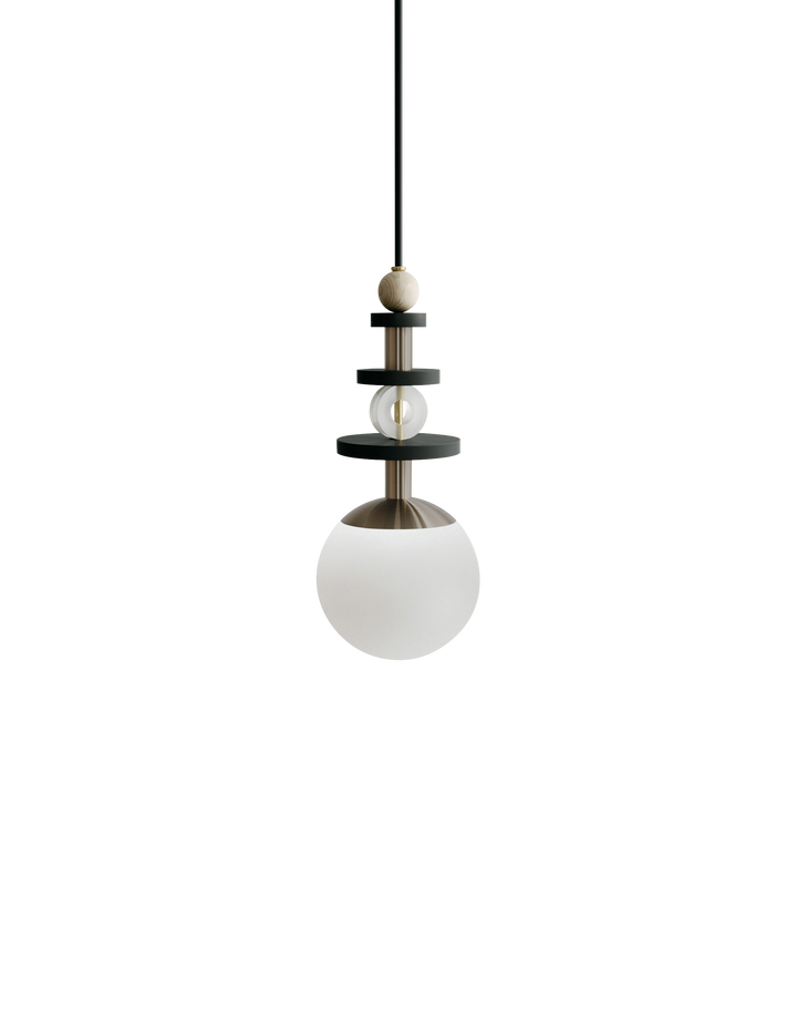 Maru Pendant - Antique Brass - Ladies & Gentlemen - Pendants - 6" - Tall - Matte White - HORNE