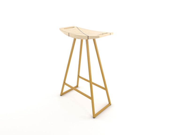 Roberts Counter Stool - Tronk - Stools + Benches + Ottomans - Maple with Walnut Inlay - Mustard - HORNE