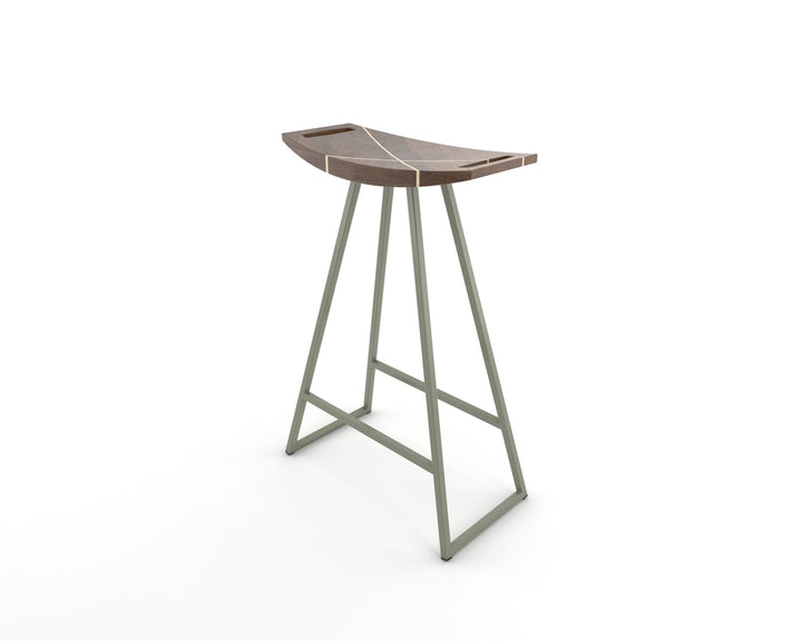 Roberts Counter Stool - Tronk - Stools + Benches + Ottomans - Walnut with Maple Inlay - Prairie Green - HORNE