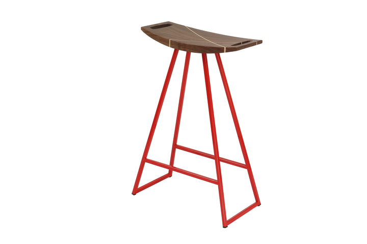 Roberts Counter Stool - Tronk - Stools + Benches + Ottomans - Walnut with Maple Inlay - Red - HORNE