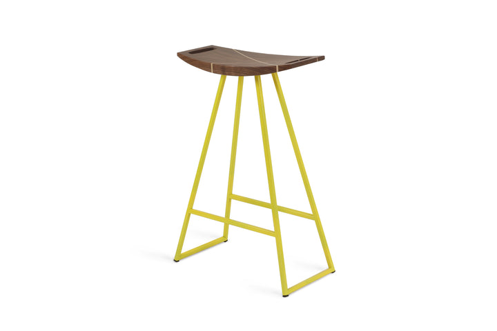 Roberts Counter Stool - Tronk - Stools + Benches + Ottomans - Walnut with Maple Inlay - Yellow - HORNE