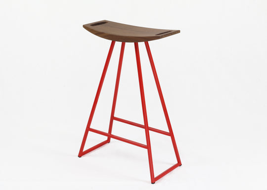 Roberts Counter Stool - Tronk - Stools + Benches + Ottomans - Walnut - Red - HORNE