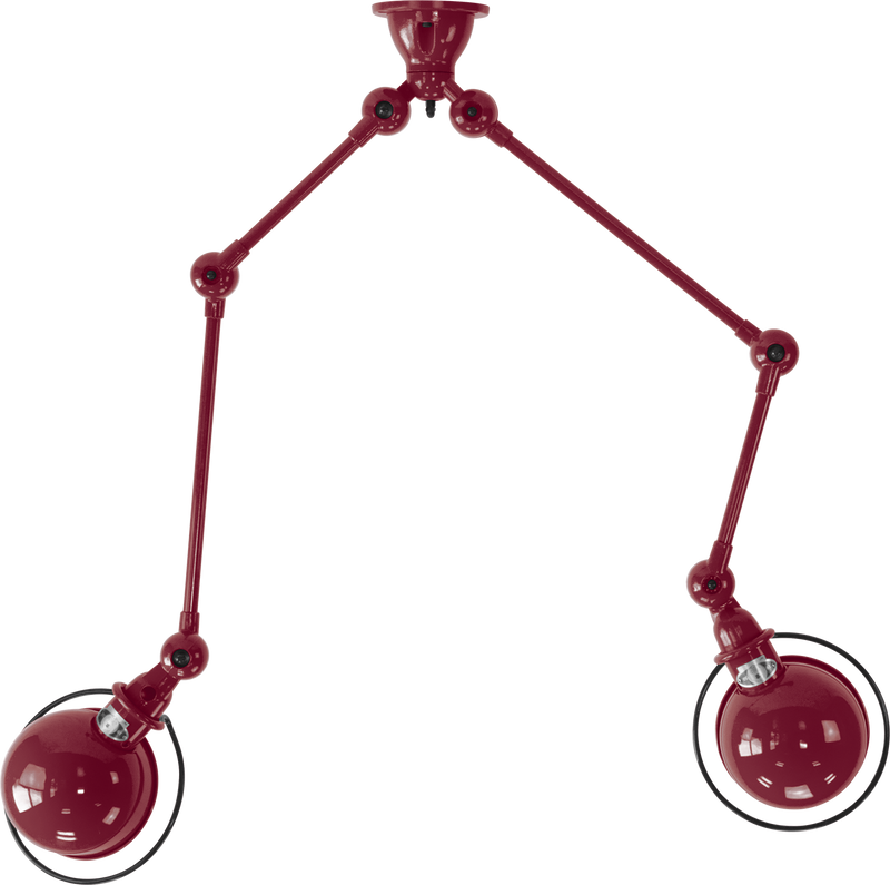 Loft Double - Arm Ceiling Light - SKY4224 - Jielde - Ceiling Lights - Glossy - Burgundy - RAL3005 - HORNE