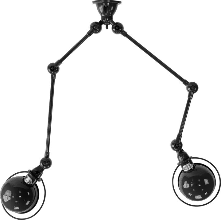 Loft Double - Arm Ceiling Light - SKY4224 - Jielde - Ceiling Lights - Glossy - Hammered Black - HORNE