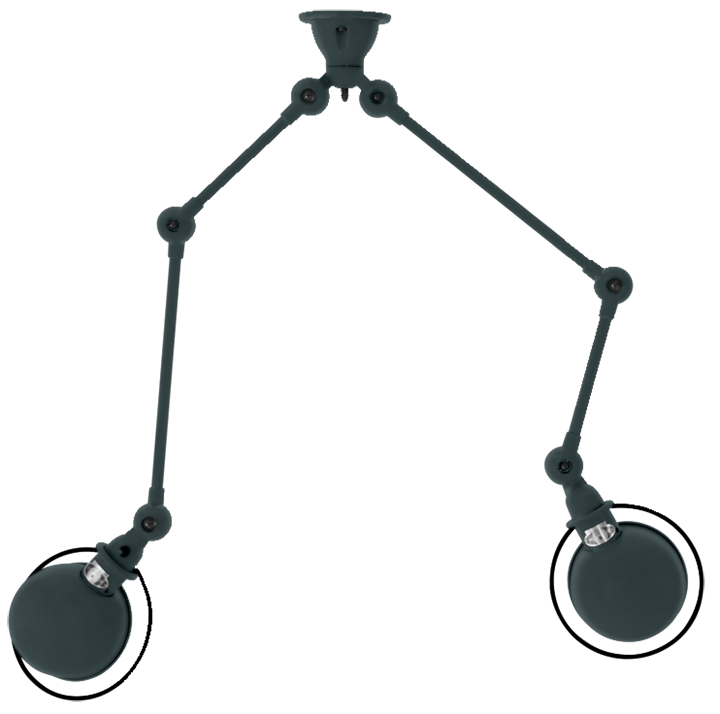 Loft Double - Arm Ceiling Light - SKY4224 - Jielde - Ceiling Lights - Glossy - Burgundy - RAL3005 - HORNE