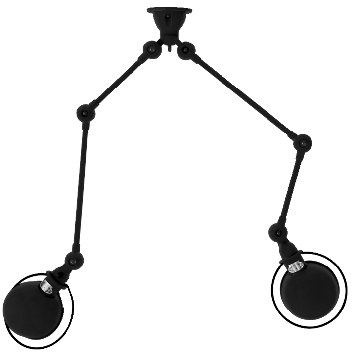 Loft Double - Arm Ceiling Light - SKY4224 - Jielde - Ceiling Lights - Glossy - Burgundy - RAL3005 - HORNE