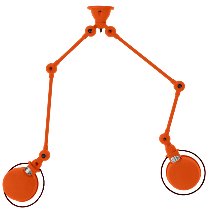 Loft Double - Arm Ceiling Light - SKY4224 - Jielde - Ceiling Lights - Matte - Orange - RAL2004 - HORNE