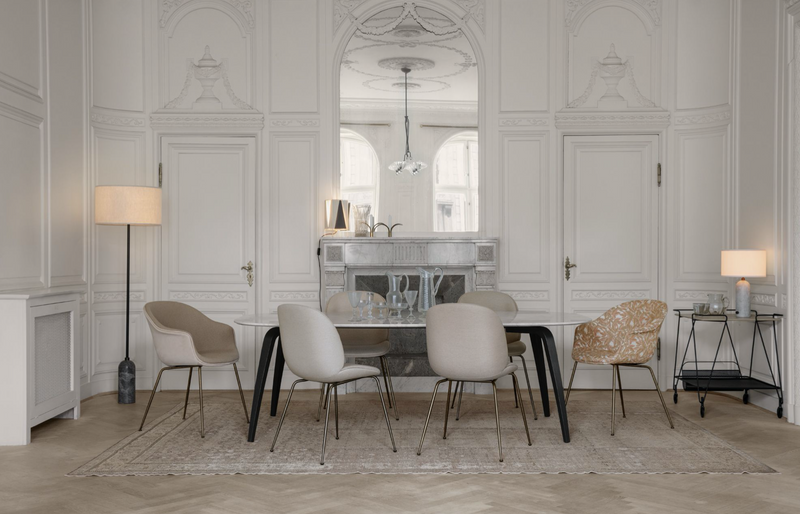 Bat Dining Armchair, Fully Upholstered - Black Matte Base - Gubi - Chairs - Canvas 2 - 0674 - HORNE