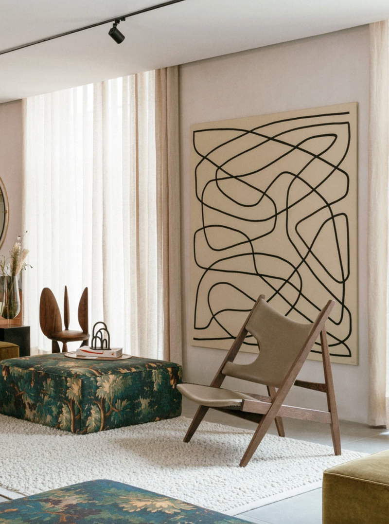 Knitting Lounge Chair - Leather & Fabric - Audo Copenhagen Chairs - Walnut with 0842 Dakar Leather - HORNE