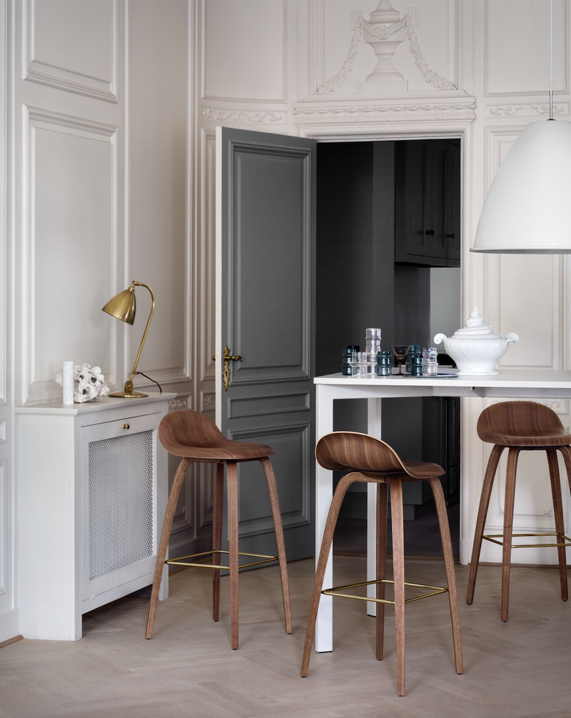 Gubi 3D Stool Wood Shell - Wood Base - 25.6