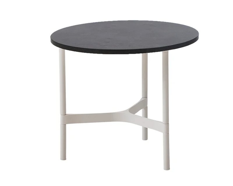 Twist Round Coffee Table - Cane Line - Tables + Desks - Small - Light Grey - Fossil Black Ceramic - HORNE