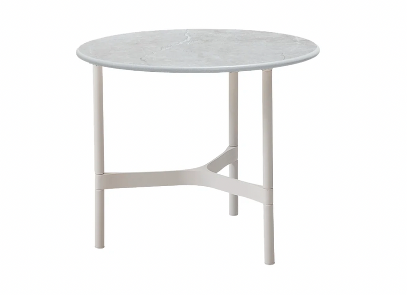 Twist Round Coffee Table - Cane Line - Tables + Desks - Small - Light Grey - Fossil Black Ceramic - HORNE
