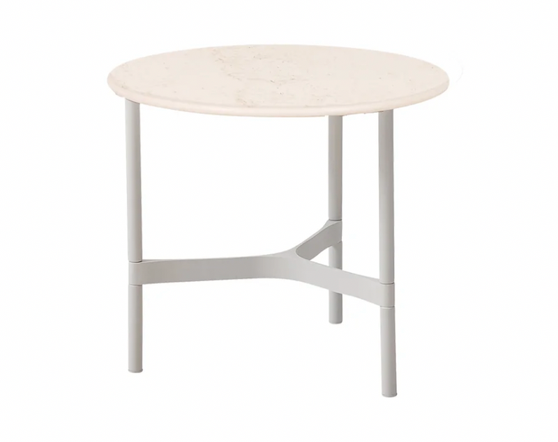 Twist Round Coffee Table - Cane Line - Tables + Desks - Small - Light Grey - Fossil Black Ceramic - HORNE
