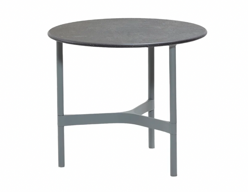 Twist Round Coffee Table - Cane Line - Tables + Desks - Small - Light Grey - Fossil Black Ceramic - HORNE