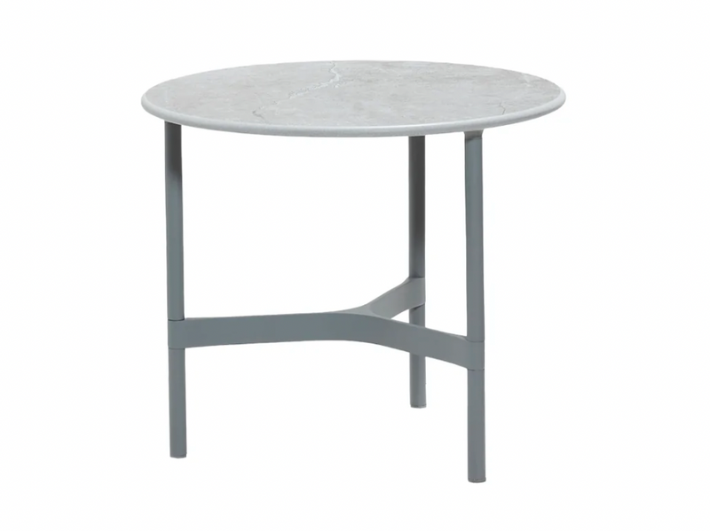 Twist Round Coffee Table - Cane Line - Tables + Desks - Small - Light Grey - Fossil Black Ceramic - HORNE