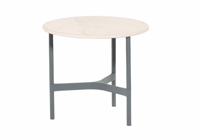 Twist Round Coffee Table - Cane Line - Tables + Desks - Small - Light Grey - Fossil Black Ceramic - HORNE