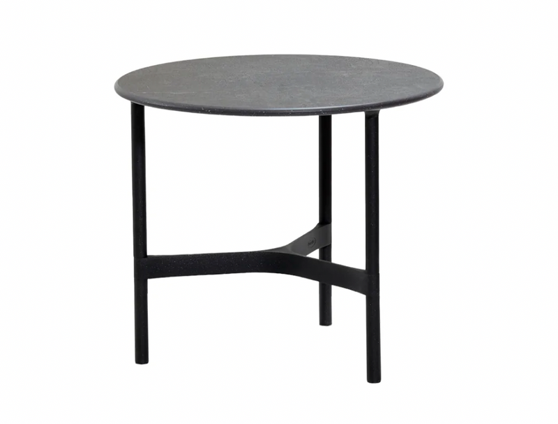 Twist Round Coffee Table - Cane Line - Tables + Desks - Small - Light Grey - Fossil Black Ceramic - HORNE