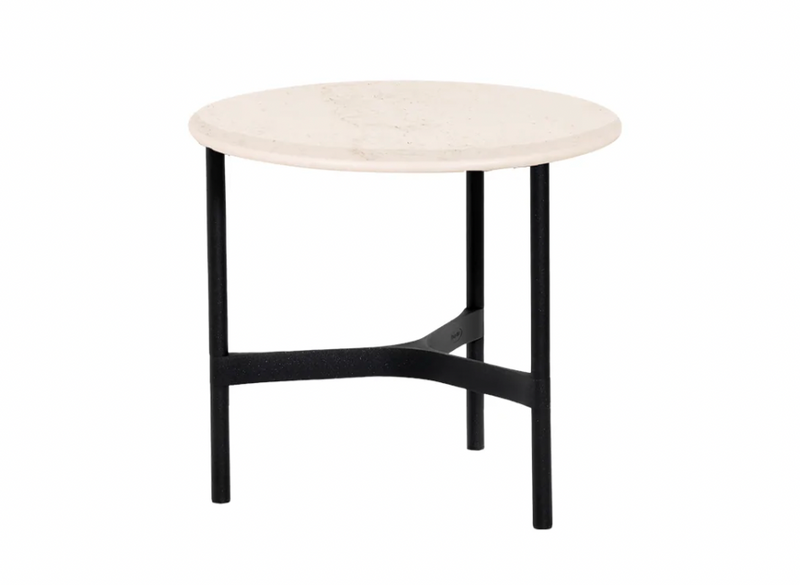 Twist Round Coffee Table - Cane Line - Tables + Desks - Small - Light Grey - Fossil Black Ceramic - HORNE