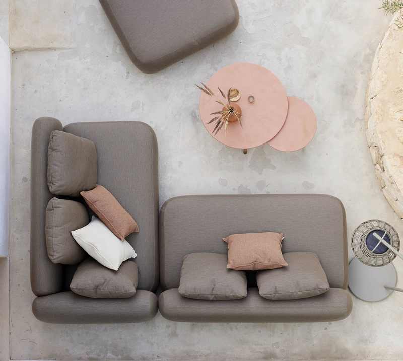 Twist Round Coffee Table - Cane Line - Tables + Desks - Small - Light Grey - Fossil Black Ceramic - HORNE