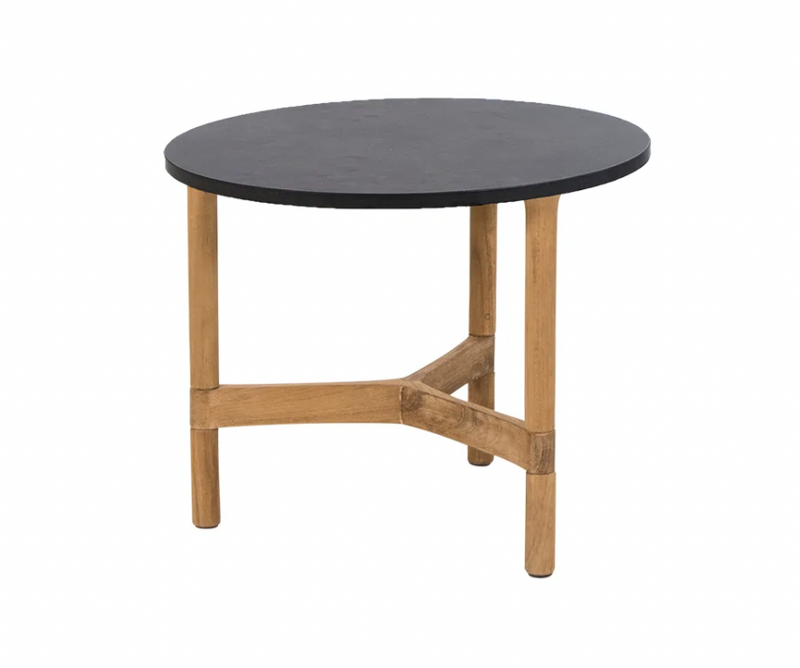 Twist Round Coffee Table - Cane Line - Tables + Desks - Small - Light Grey - Fossil Black Ceramic - HORNE