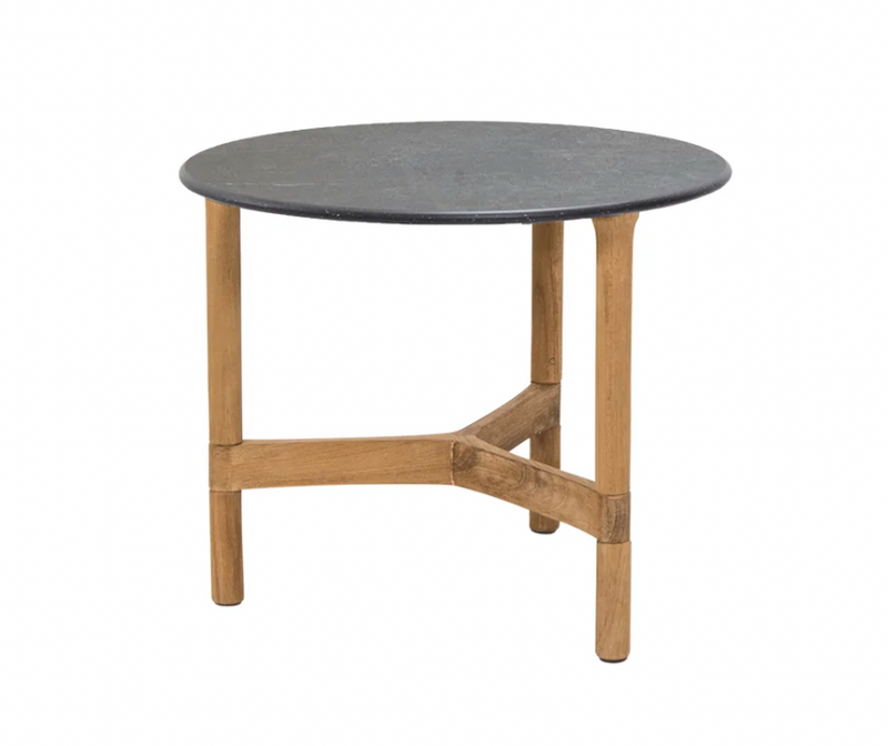 Twist Round Coffee Table - Cane Line - Tables + Desks - Small - Light Grey - Fossil Black Ceramic - HORNE