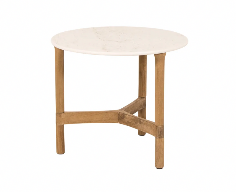 Twist Round Coffee Table - Cane Line - Tables + Desks - Small - Light Grey - Fossil Black Ceramic - HORNE