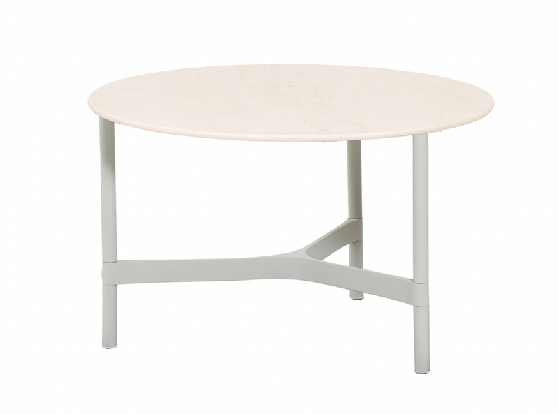 Twist Round Coffee Table - Cane Line - Tables + Desks - Small - Light Grey - Fossil Black Ceramic - HORNE