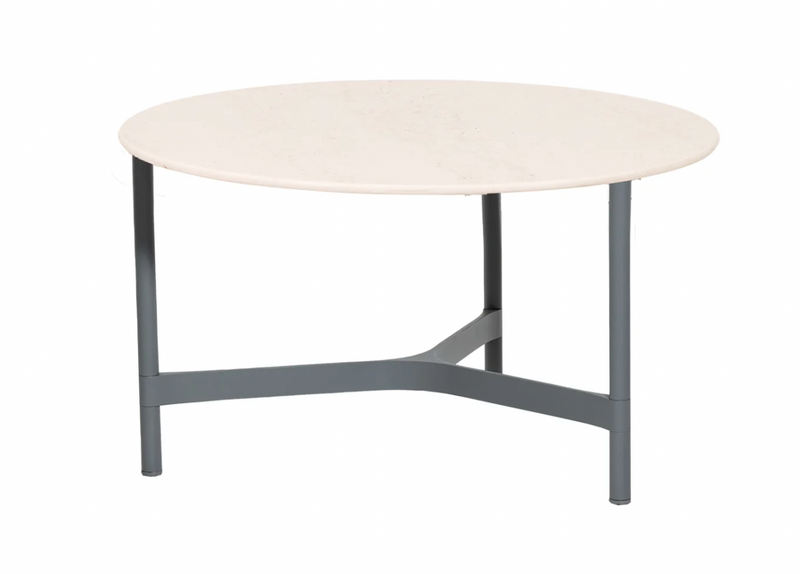 Twist Round Coffee Table - Cane Line - Tables + Desks - Small - Light Grey - Fossil Black Ceramic - HORNE