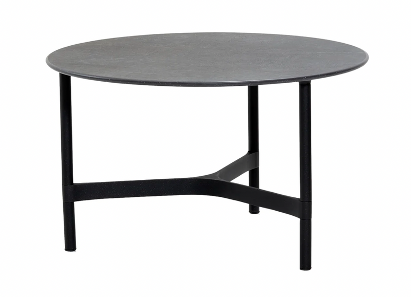 Twist Round Coffee Table - Cane Line - Tables + Desks - Small - Light Grey - Fossil Black Ceramic - HORNE