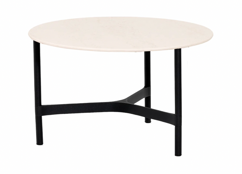 Twist Round Coffee Table - Cane Line - Tables + Desks - Small - Light Grey - Fossil Black Ceramic - HORNE