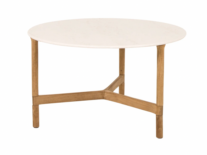 Twist Round Coffee Table - Cane Line - Tables + Desks - Small - Light Grey - Fossil Black Ceramic - HORNE