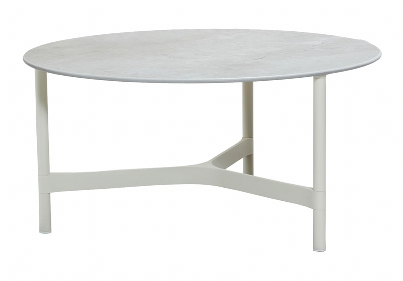 Twist Round Coffee Table - Cane Line - Tables + Desks - Small - Light Grey - Fossil Black Ceramic - HORNE