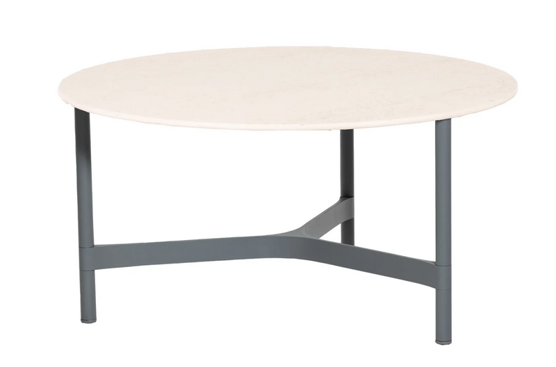 Twist Round Coffee Table - Cane Line - Tables + Desks - Small - Light Grey - Fossil Black Ceramic - HORNE