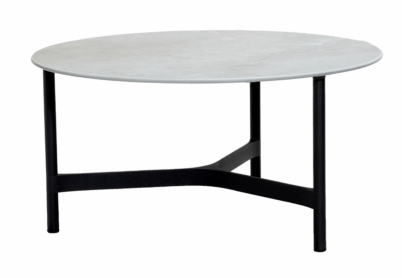 Twist Round Coffee Table - Cane Line - Tables + Desks - Small - Light Grey - Fossil Black Ceramic - HORNE