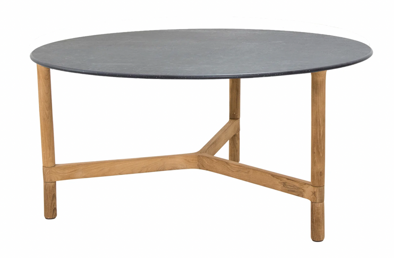 Twist Round Coffee Table - Cane Line - Tables + Desks - Small - Light Grey - Fossil Black Ceramic - HORNE