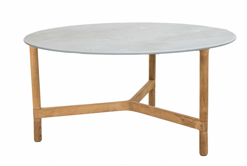 Twist Round Coffee Table - Cane Line - Tables + Desks - Small - Light Grey - Fossil Black Ceramic - HORNE