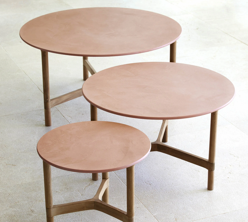 Twist Round Coffee Table - Cane Line - Tables + Desks - Small - Light Grey - Fossil Black Ceramic - HORNE