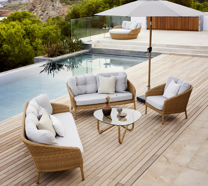Ocean Large 2 - Seater Sofa - Cane Line - Outdoor Furniture - Natural - Dark Grey Cane - line Wove - HORNE