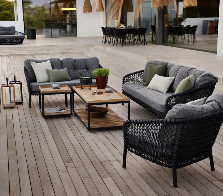 Ocean Large 3 - Seater Sofa - Cane Line - Outdoor Furniture - Dark Grey - Light Brown Wove - HORNE