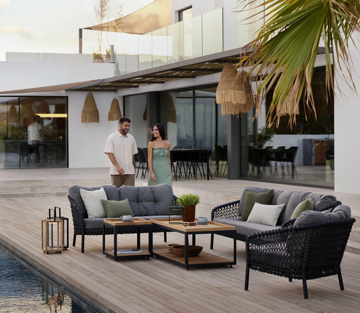 Ocean Large 3 - Seater Sofa - Cane Line - Outdoor Furniture - Dark Grey - Light Brown Wove - HORNE