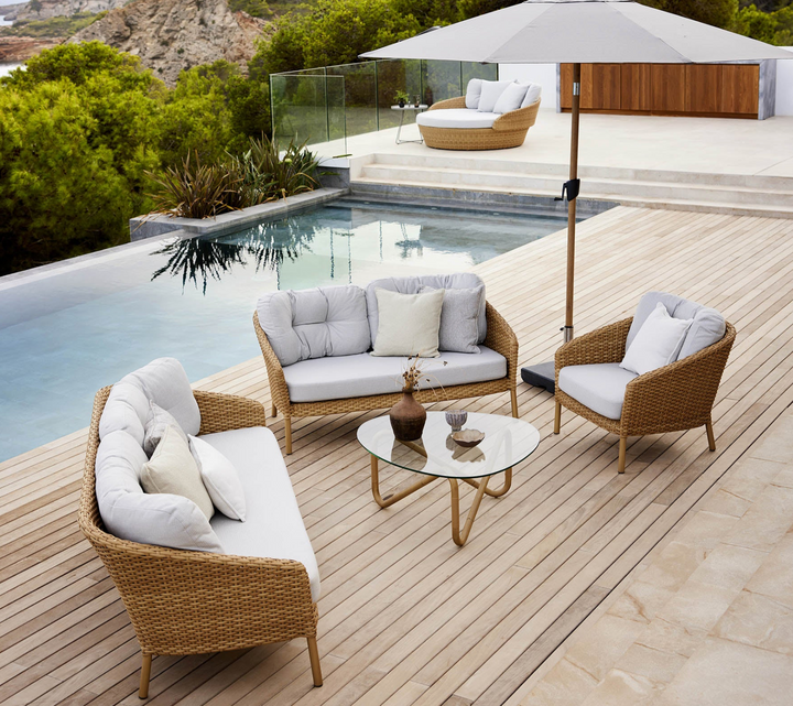 Ocean Large 3 - Seater Sofa - Cane Line - Outdoor Furniture - Dark Grey - Light Brown Wove - HORNE