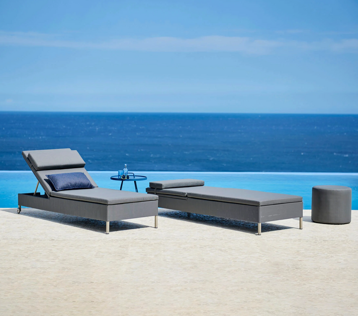 Rest Sunbed - Single - Cane Line - Outdoor Furniture - Grey Frame w/ Grey Natté Cushion - HORNE