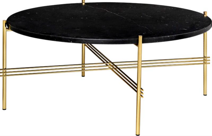 TS Coffee Table Round Ø 31.5 - Gubi - Tables + Desks - Brass - Black Marquina Marble - HORNE