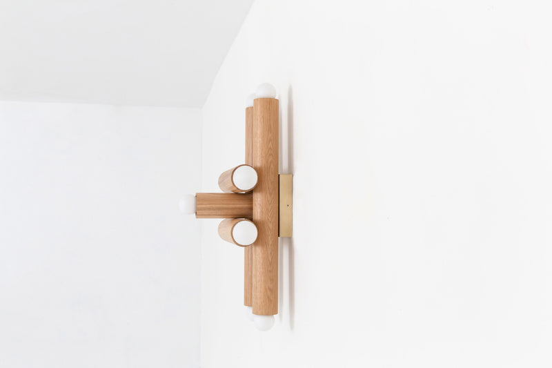 Hieroglyph Sconce - Workstead Wall Sconces - Natural Oak - Hewn Brass - HORNE