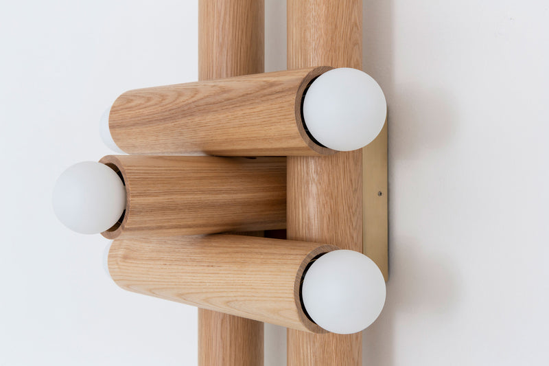 Hieroglyph Sconce - Workstead Wall Sconces - Natural Oak - Hewn Brass - HORNE