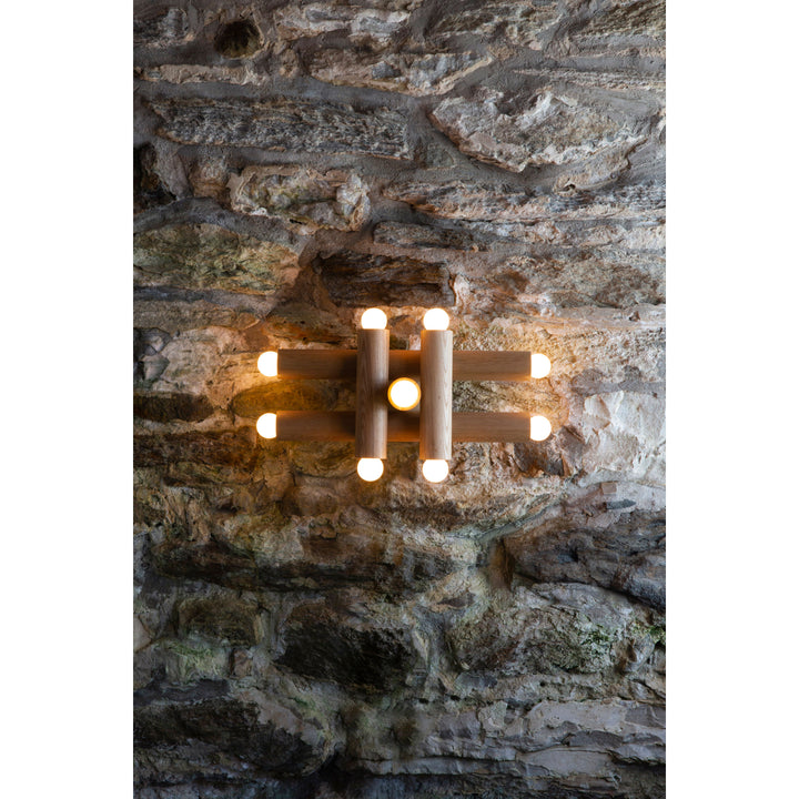 Hieroglyph Sconce - Workstead - Wall Sconces - Natural Oak - Hewn Brass - HORNE