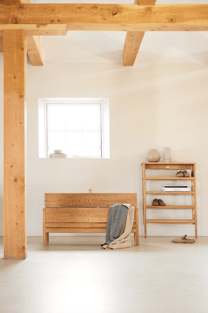 A Line Shoe Rack 72 - Form + Refine - Storage + Organization - White Oiled Oak - HORNE