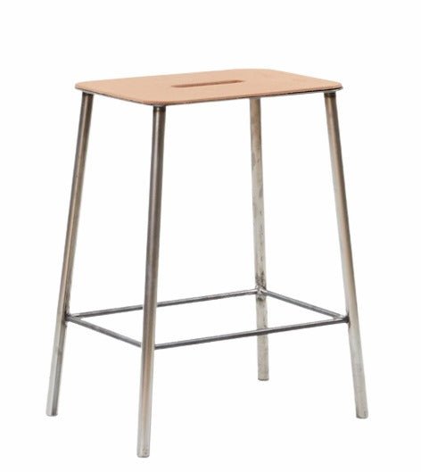 Adam Stool - Frama - Stools + Benches + Ottomans - Short - 19.7" - Natural Leather/Raw Steel - HORNE