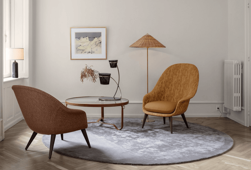 Adnet Coffee Table - 70cm - Gubi - Tables + Desks - Black Leather - HORNE