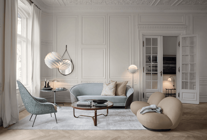 Adnet Coffee Table - 70cm - Gubi - Tables + Desks - Tan Leather - HORNE